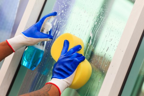Professional cleaners from Glossy Cleaners maintaining office floors